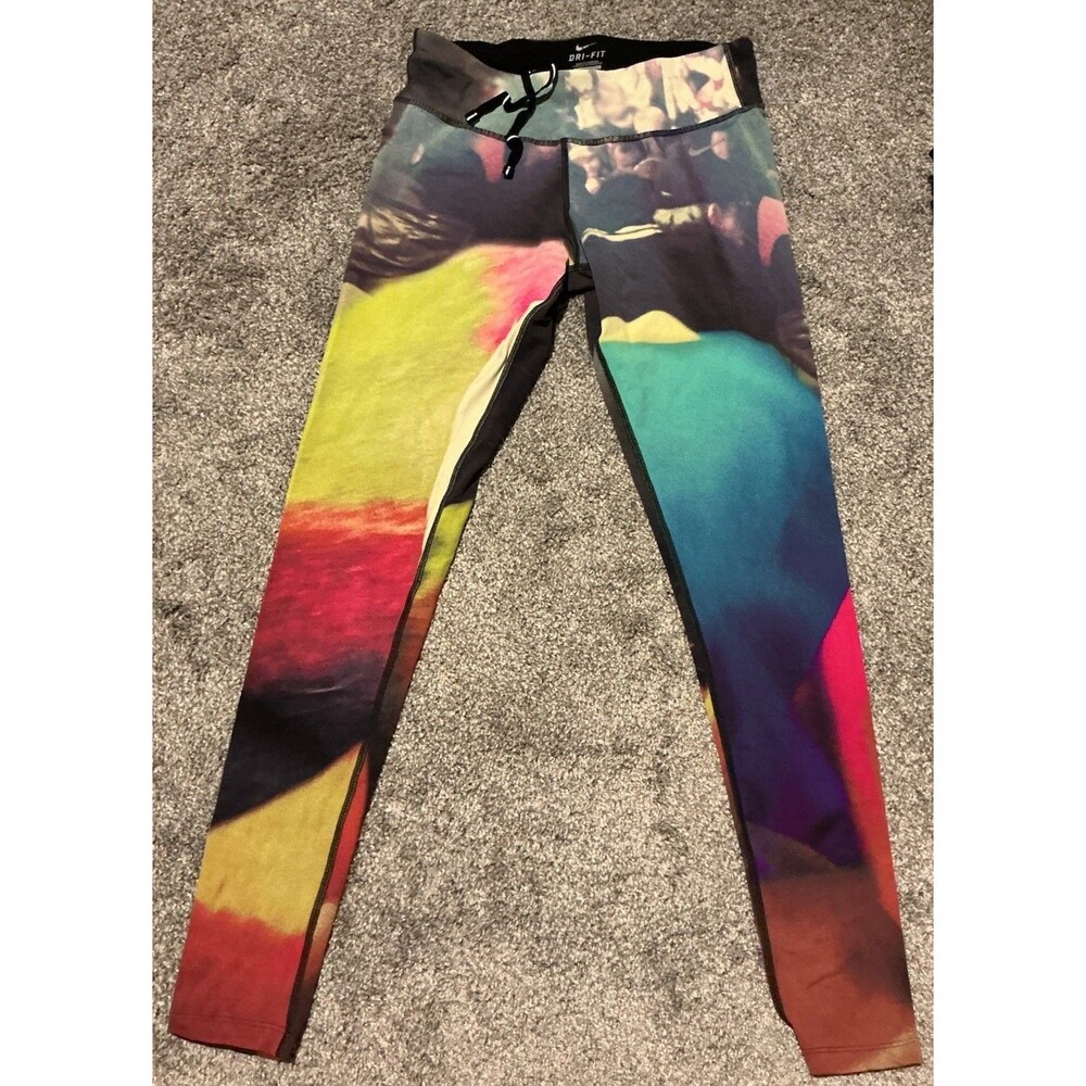 Nike Forever Run Leggings M  Women Multicolor Lava Print Pull On Full Length